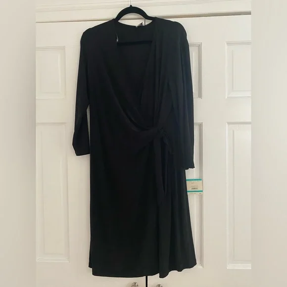 anne klein black wrap dress Anne Klein Women's Pleated Sleeve Dress in Anne Black size Small